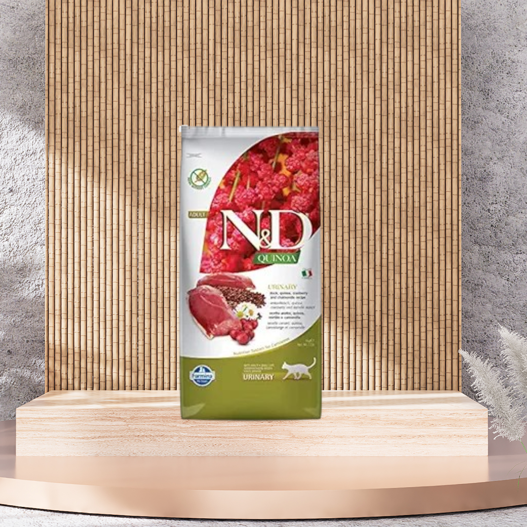 Farmina-nd-quinoa-urinary-cat-food-grain-free-duck-quinoa-cranberry-chamomile-supports-urinary-health-for-adult-cats-1-5kg - Image 1